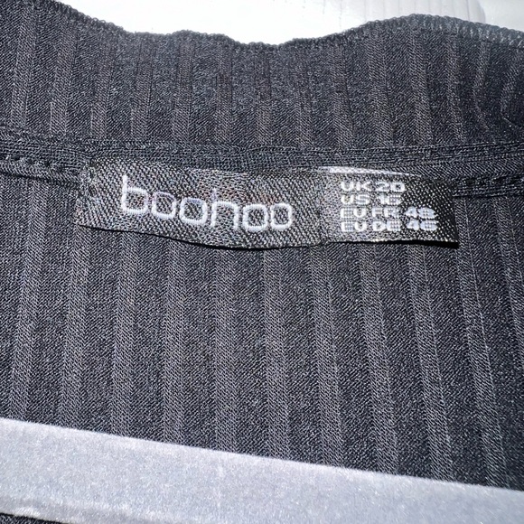 Boohoo Black Ribbed Long Sleeve VNeck Dress Size 16 EUC - Picture 4 of 7